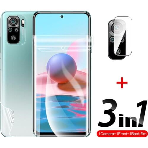 3in1 Front Back Lens Hydrogel Film For Xiaomi Redmi Note 10 10S 10T 10 Pro 9 Max 9T 9S 9 5G 8T 8 Pro 2021 7 7S Screen Protector
