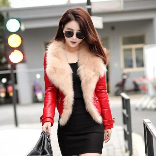 Real Sheepskin Leather Jackets Women 90% White Duck Down Womens Down Jacket Fox Fur Collar Coat Female Doudoune Femme Zjt2148