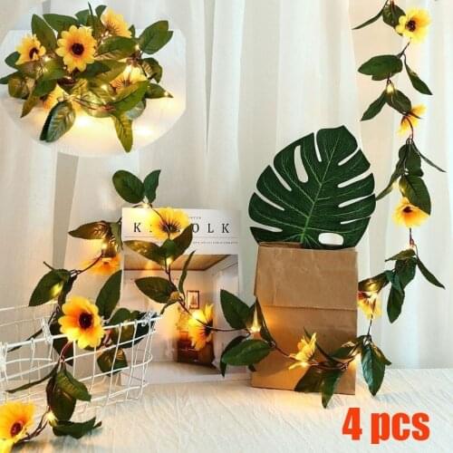 1/2/4Pcs 20/30 Led Latest Artificial Sunflower Led String Light for Home Wedding Party Bedroom Decor