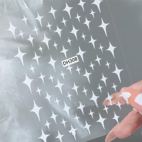 1 Sheet 3D Nail Sticker Decals Self-adhesive Holographic Stars Design Stickers for Salon Manicure Nail Art Decoration Decals