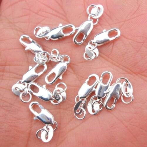 10PCS Jewelry Finding 925 Sterling Silver Lobster Clasps With 925 Tag For Necklace Open Jump Rings DIY Making Wholesale