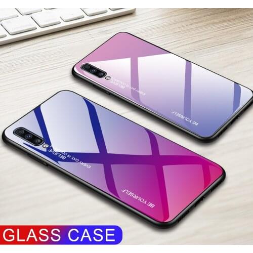 100pcs Gradient GlassCase for Samsung A51/A71/A91/A01/A10/A20/A30/A40/A50/A60/A70/M10/M20/M30/M40 Gradient Glass phone Back Case