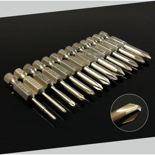 13Pcs Set 50mm Phillips Cross Head Screwdriver Drill Bits 1/4'' Hex Shank Magnetic Electric Driver Hand Tools Kit