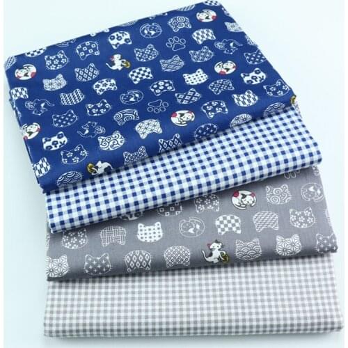 160cm*50cm Japanese cat fabric childrens overalls baby clothes cotton-padded clothes patchwork pure cotton twill printed cloth