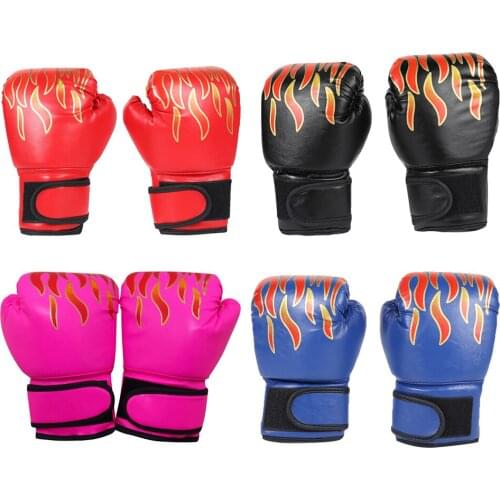 2pcs Boxing Gloves Kids Breathable Muay Thai Sparring Punching Karate Kickboxing Professional Flame Training Fighting Gloves