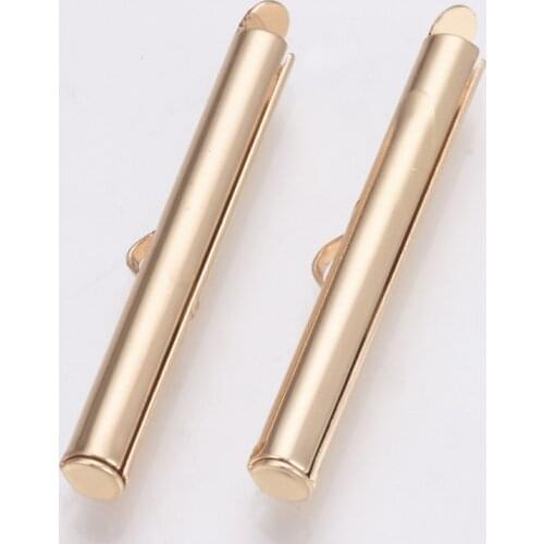 20pc Mixed Color Brass Slide On End Clasp Tubes Slider End Caps For Jewelry Making Decor Accessories