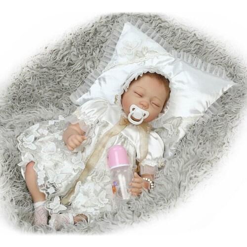 22inch 55cm new design reborn baby doll lovely close eye baby doll silicone vinyl soft real touch Christmas gifts