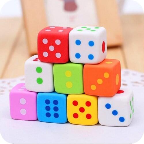 3Pcs/Set Novelty Dice Shaped Erasers For Kids 3D Candy Color Rubber Eraser Toys Stationery School Office Supplies