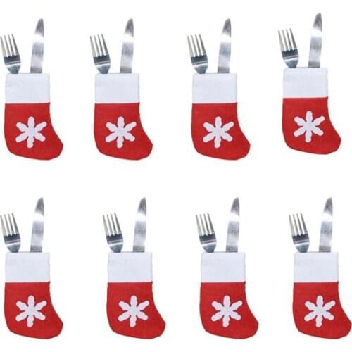 6pcs mini Christmas stocking / socks for dinner tableware Christmas Gift Bag Navidad Storage Bags Christmas Decoration LW0049