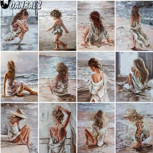 Abstract Diamond Painting 5D Diy Seaside Girl Mosaic Picture Beauty Back View Cross Stitch Applique Diamond Embroidery Gift
