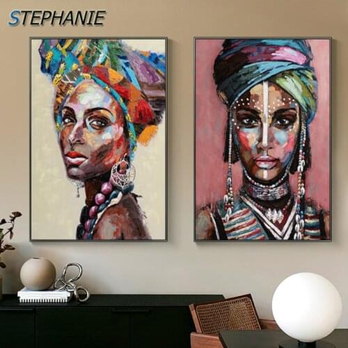 Graffiti Black Woman Abstract Painting Modern Canvas Poster Print African Wall Art Pictures for Living Room Girl Room Decoration