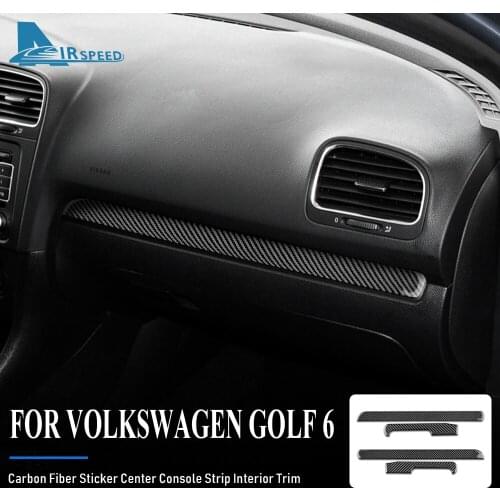 AIRSPEED LHD RHD for Volkswagen VW Golf 6 GTI MK6 2008-2013 Accessories Carbon Fiber Sticker Center Console Strip Interior Trim