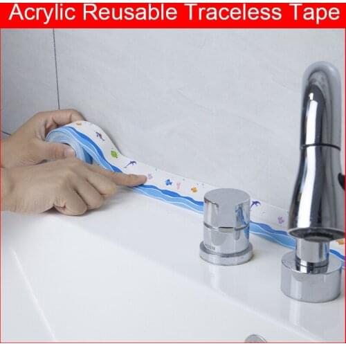 Acrylic Traceless Tape Bathroom Kitchen Shower Sink Bath Sealing Strip Tape Caulk Strip Self Adhesive Waterproof Sink Edge Tapes