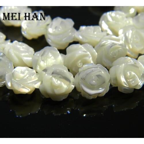 Meihan Free shipping (25 & 20beads/set) 8mm ,10mm Nature white shell loose beads rose carved shape for jewelry making or DIY