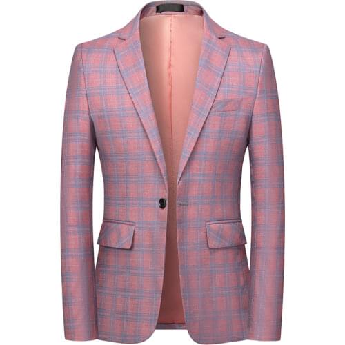 Plaid Blazer Men Slim Casual Man Blazers Wedding Business Clothing Male Coat Men Blazer Slim Fit One button Single Breasted Suit