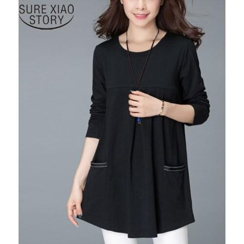 Blusas Plus Size Women Tops and Blouses Pockets O-Neck Women Blouse Off Shoulder Top Ladies Tops Harajuku Chic Women Shirt 3215