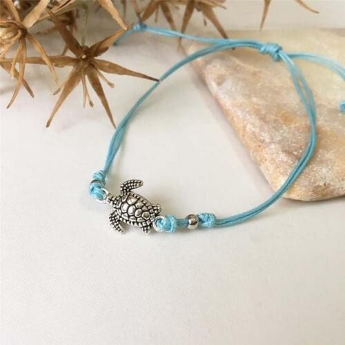 Enes Store Corded Blue Turtle Pattern Bangle