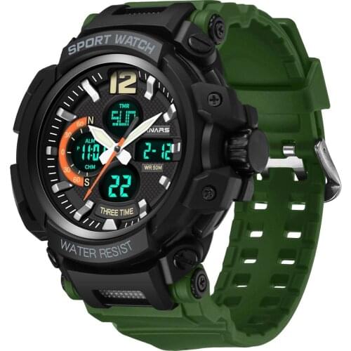RGTOPONE Multi-function Dual Display Mens Watch Outdoor Sports Student Electronic Watches Waterproof Digital Clock Special Arm