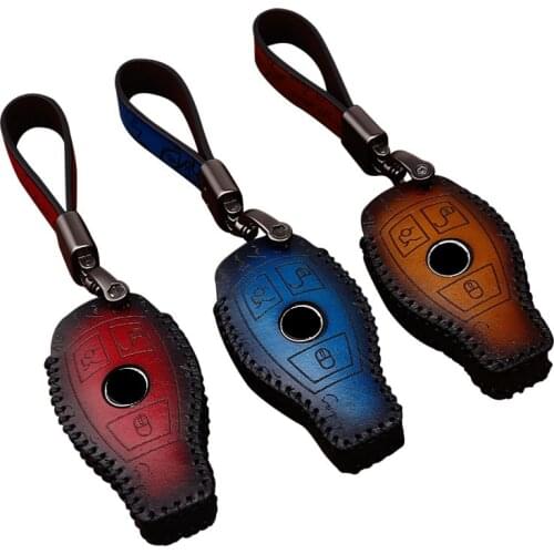 Retro sytle Car Key Case Cover fob Key Holder Chain For Mercedes Benz AMG W203 W210 W211 W124 W202 W204 W205 W212 W176 CLS CLA