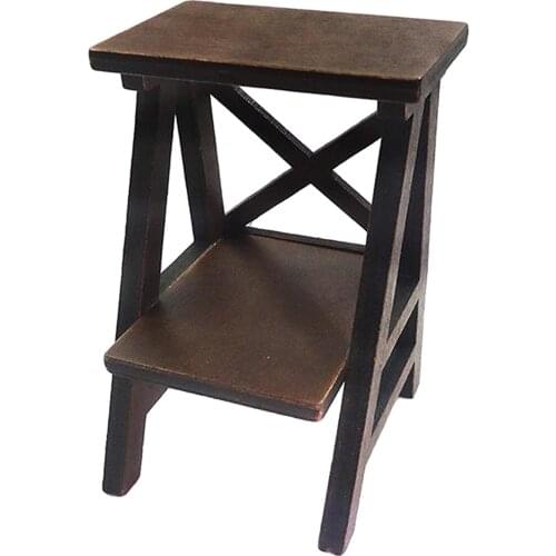 Wood 2 Layer Flower Rack Stand Shelf 1/12 Dollhouse Miniature Garden Decor, Black