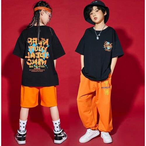 Summer Children Loose Street Dance Practice Wear Streetwear Girls Boys Fashion Hip Hop Jazz Dancing Performance Costume YS2093