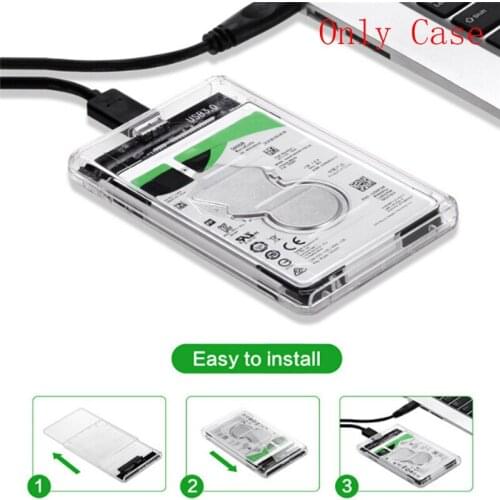 For Win 2000/xp/7/8/10 Or Above Transparent 2.5inch SATA USB 3.0 HDD Hard Drive External Enclosure SSD Disk Box Case With LED