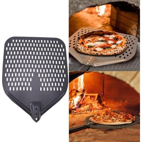 Dural Punching Pizza Shovel Connecting Pizza Shovel Thick Oven Flipping and Transferring Pizza 31.5-Inch Handle