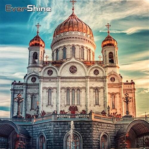 EverShine Diamond Mosaic Building Cross Stitch Diamond Painting Landscape Picture Rhinestones DIY Handmade Art Wall Decor