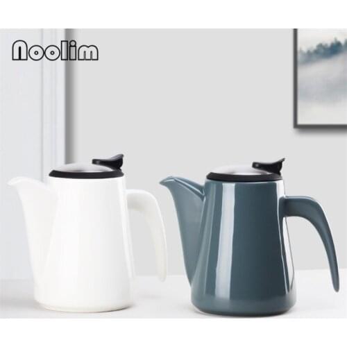 European Ceramic Heat Resistant Large Capacity Tea Pot with Stainless Steel Filter Restaurant Strainer Cold Kettle Teaware 1L