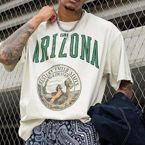 Western Style T-shirt Spring Summer Fashion Hipster Loose Casual Simple Thin Printing Letter Round Neck Summer 2021