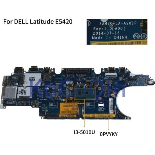 KoCoQin Laptop motherboard For DELL Latitude E5450 0PVYKY CN-0PVYKY I3-5010U CPU HM65 ZAM70 LA-A901P Mainboard perfect work