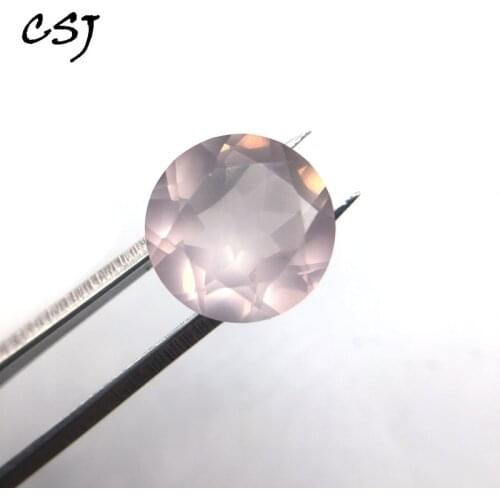 CSJ Real Natural Rose Quartz Loose Gemstone Round 14MM 10Ct For Diy Fine Jewelry 925 Silver Gold Mounting Ring