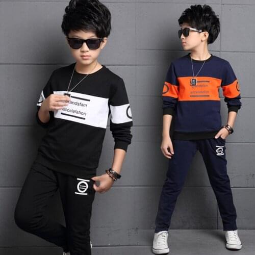 Letters Spring Summer Childrens Clothes Suit Boys Sweatshirts + Pants 2pcs/Set Teenage Top Sport Costume For Kids Streetwear