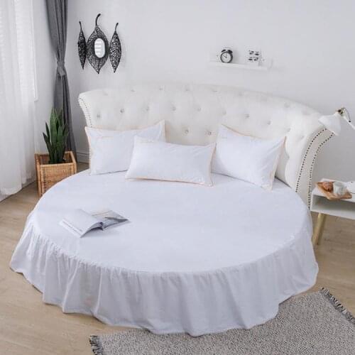 100% Pure Cotton Round Bed skirt sheet Round shape European Style Solid Color Bedspread For Diameter 200cm 220cm