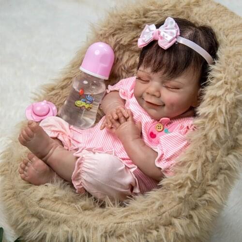 Smiling Face Fiber Hair 18 inch 47 cm Reborn Baby Dolls New Special Design Cloth Body Reborn Bebe Toys For Childrens Day Gifts