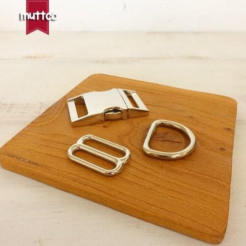 Metal buckle+adjust buckle+D ring) DIY Dog Collar Accessories 2.5cm diy silver metal buckle zinc alloy adjust buckle