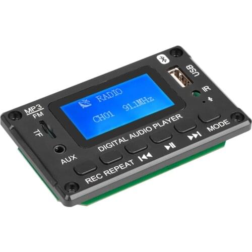 DC 5V 12V MP3 WMA Player Wireless Bluetooth 5.0 Decoder Board With LED Screen Lyrics Display Decoding TF FM Radio Handsfree Call