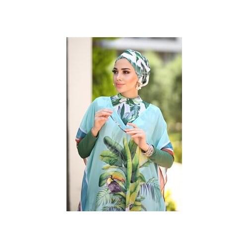Muslim Swimwear Hijab Swimwear With Pattern On the Single Robe Pareo Parrot Tropik