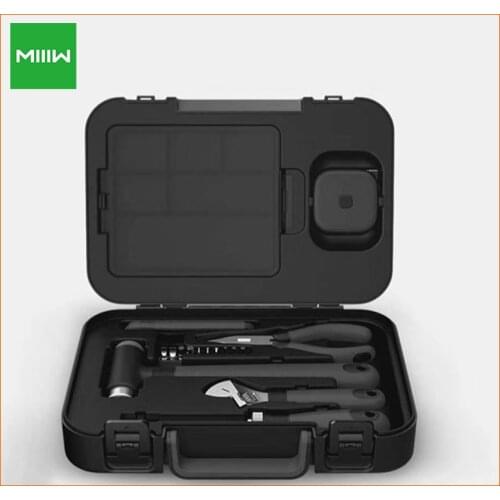 MIIIW Toolbox 16Pcs DIY Tool Kit General Household Hand Tool with Screwdriver Wrench Hammer Tape Plier Knife Tool Box