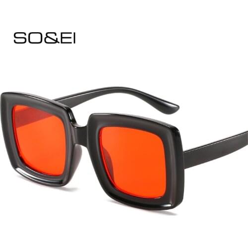 SO&EI Fashion Square Gradient Women Sunglasses Vintage Oversized Champagne Leopard Eyewear Men Shades UV400 Sun Glasses