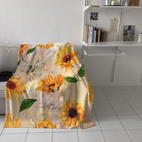 Sunflower Yellow Lines Retro Home Blanket High Quality Bedroom Living Room Sofa Blanket Lounge Hotel Travel Portable Blanket