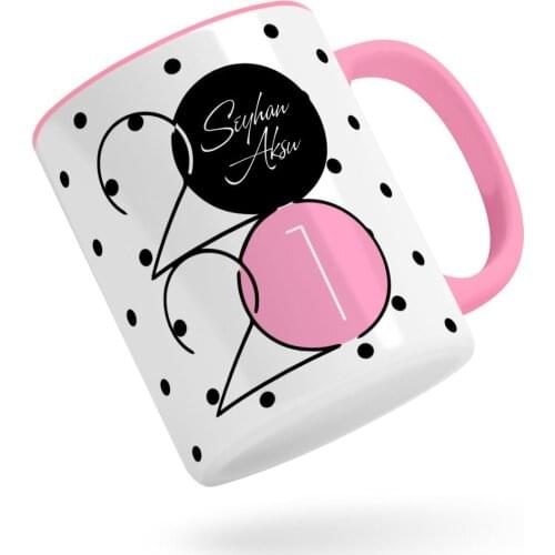 Personalized 2021 Happy birthday Pink Mug Bardak-3