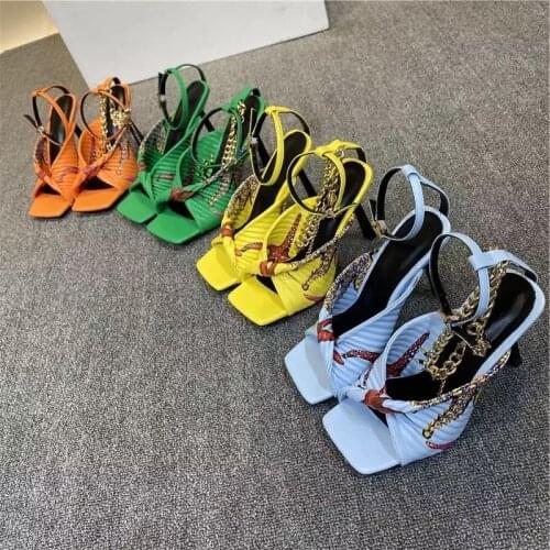 Phoentin Sexy Open Toe Party print Sandals Womans Fashion Summer Catwalk Strange Thin high Heels shoes plus size 43 FT1654