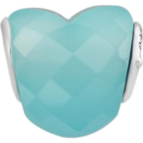 Fits for Pandora Charms Bracelets Scuba Blue Shape of Love Beads 100% 925 Sterling Silver Jewelry Free Shipping