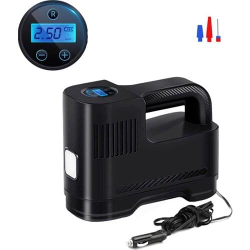 Portable Air Compressor Tire Inflator - Car Tire Pump With Digital Pressure Gauge 12V DC Bright Emergency Flashlight