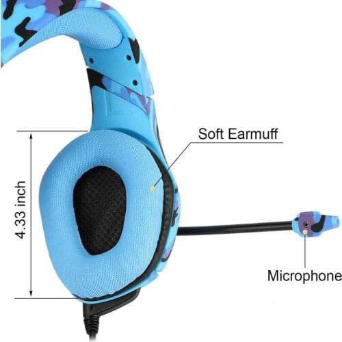 U2JE Wired Headphones in Camouflage Color Headset for PUBG Gaming with Omnidirectional Microphone Low Latency Headset