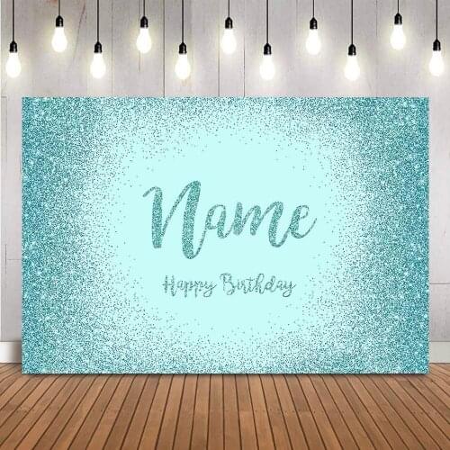 Blue Birthday Party Backdrop Personalize Newborn Kids Birthday Party Photo Booth Glitter dots Wedding Bridal Shower photocall