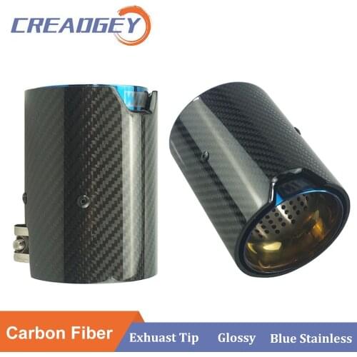Nozzle Tail Pipe Blue Steel Carbon Fiber Exhaust Muffler For BMW F87 M2 F80 M3 F82 F83 M4 F90 M5 M6 M135i M235i Universal Tips