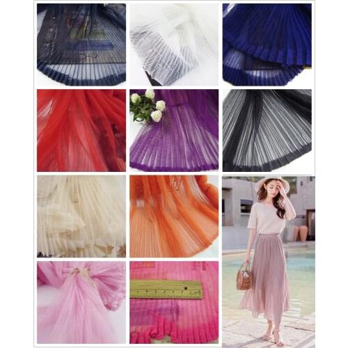 Tulle Accordion Pleated Fabric for Pleated Dress Mesh Accordion Ruffled Pleated Crumple Fabric