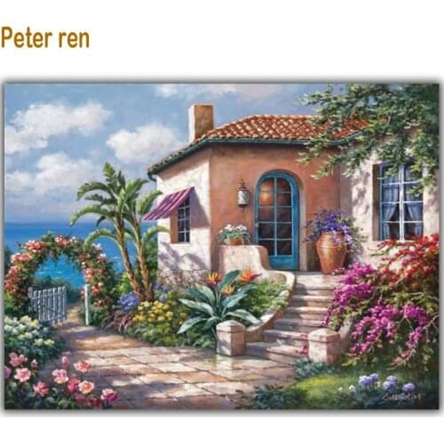 Marina villa Full Diamond embroidery landscape Diy Diamond painting house 3d Diamond mosaic square icon Paste the whole picture